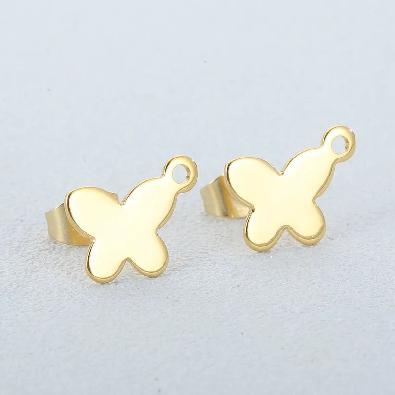 Butterfly Plating Stainless Steel 18K Gold Plated Ear Studs