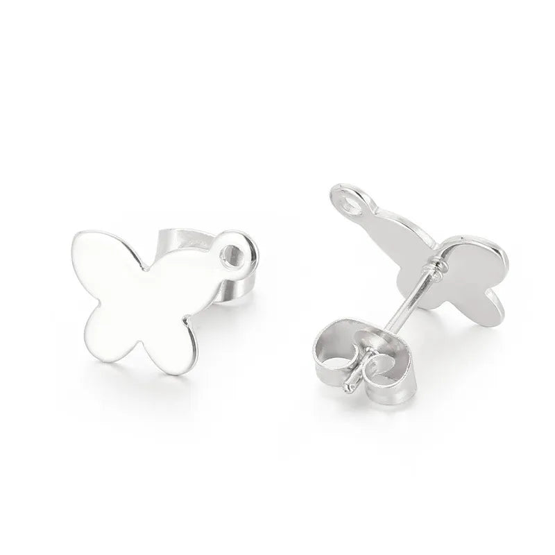 Butterfly Plating Stainless Steel 18K Gold Plated Ear Studs