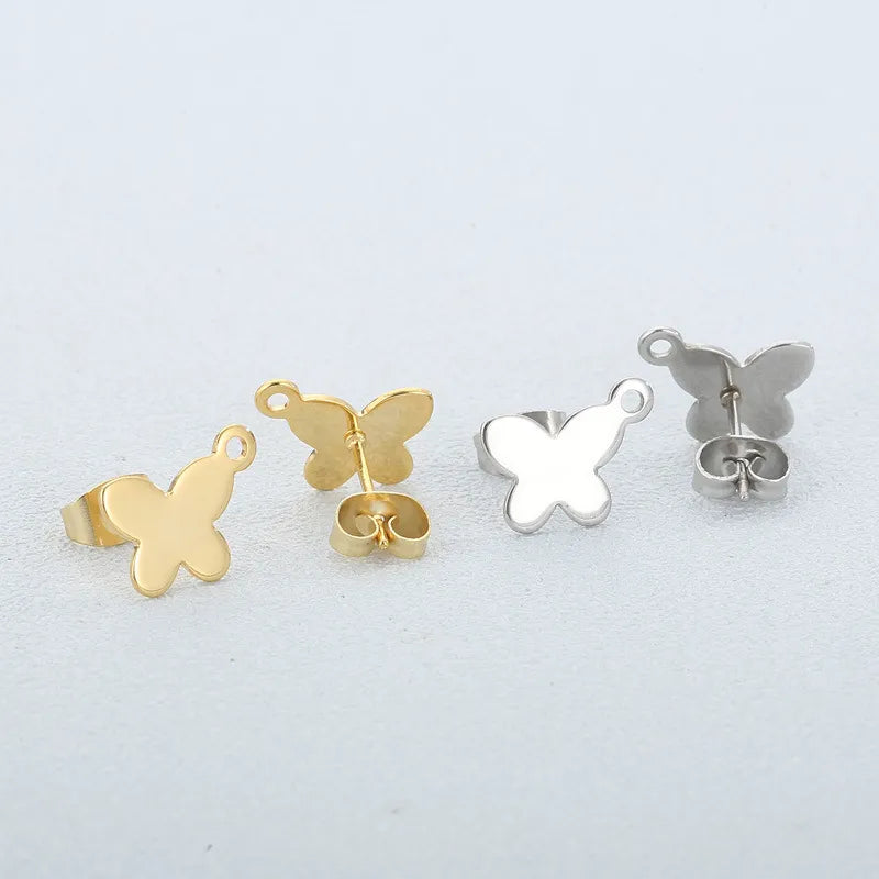 Butterfly Plating Stainless Steel 18K Gold Plated Ear Studs