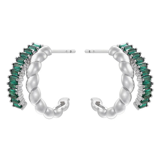 C Shape Twist Plating Inlay Copper Zircon Ear Studs