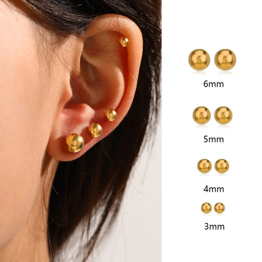 Round Plating 304 Stainless Steel 18K Gold Plated Ear Stud