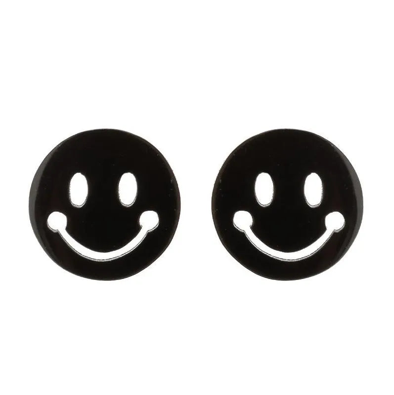 Smile Face Plating 304 Stainless Steel 18K Gold Plated Ear Studs