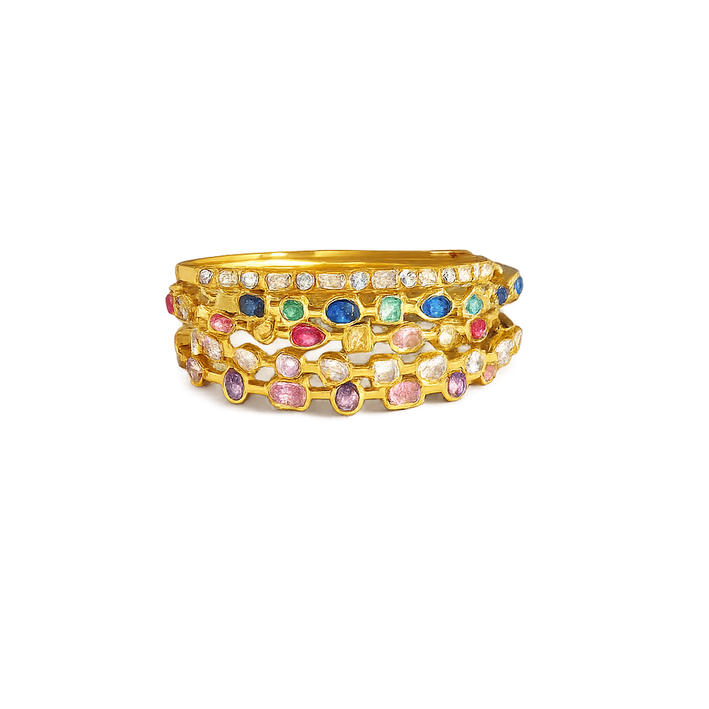 Multi Color Zirconia 18K Gold Plated 304 Stainless Steel Bracelet