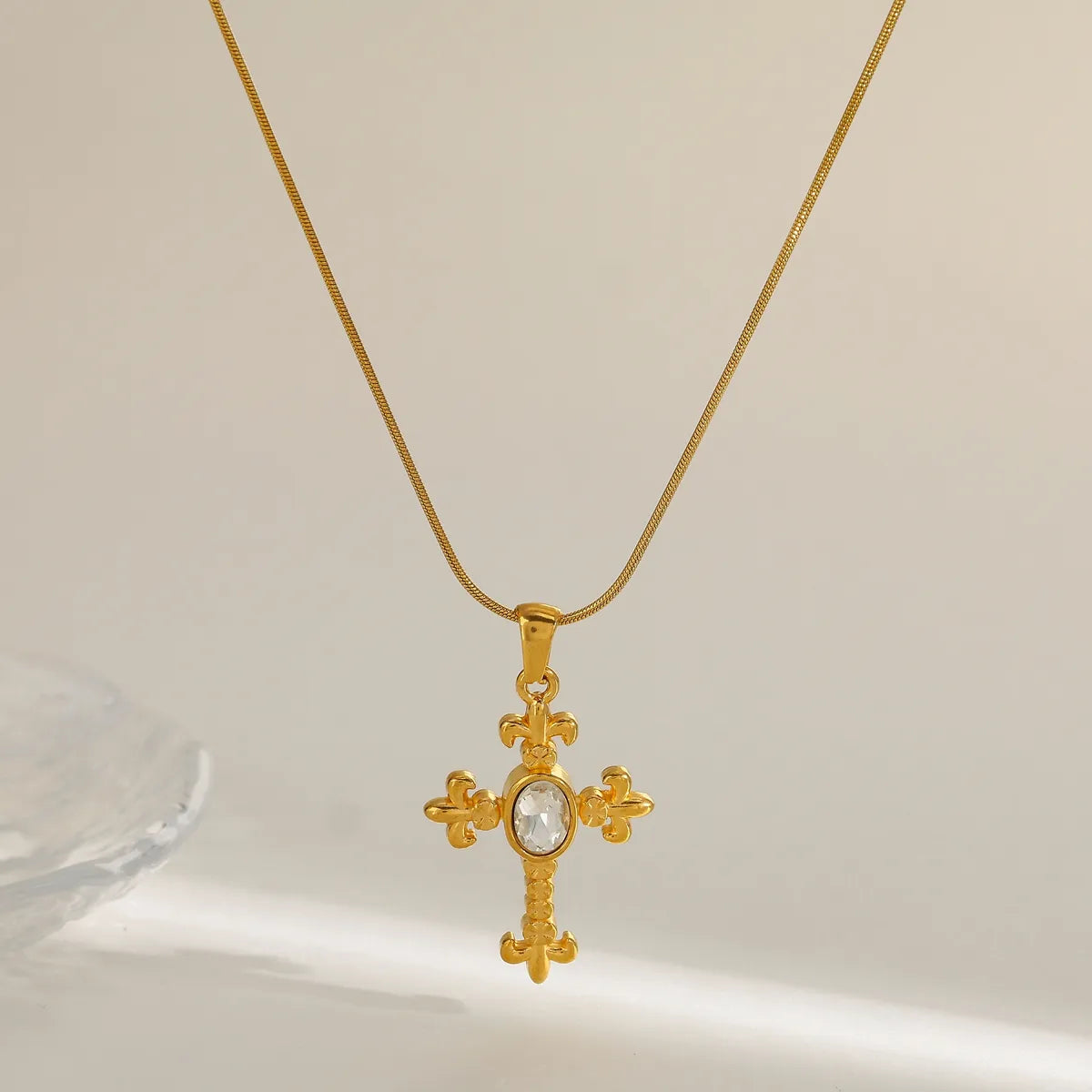 Crossed Heart 18K Gold Plated 304 Stainless Steel Necklace