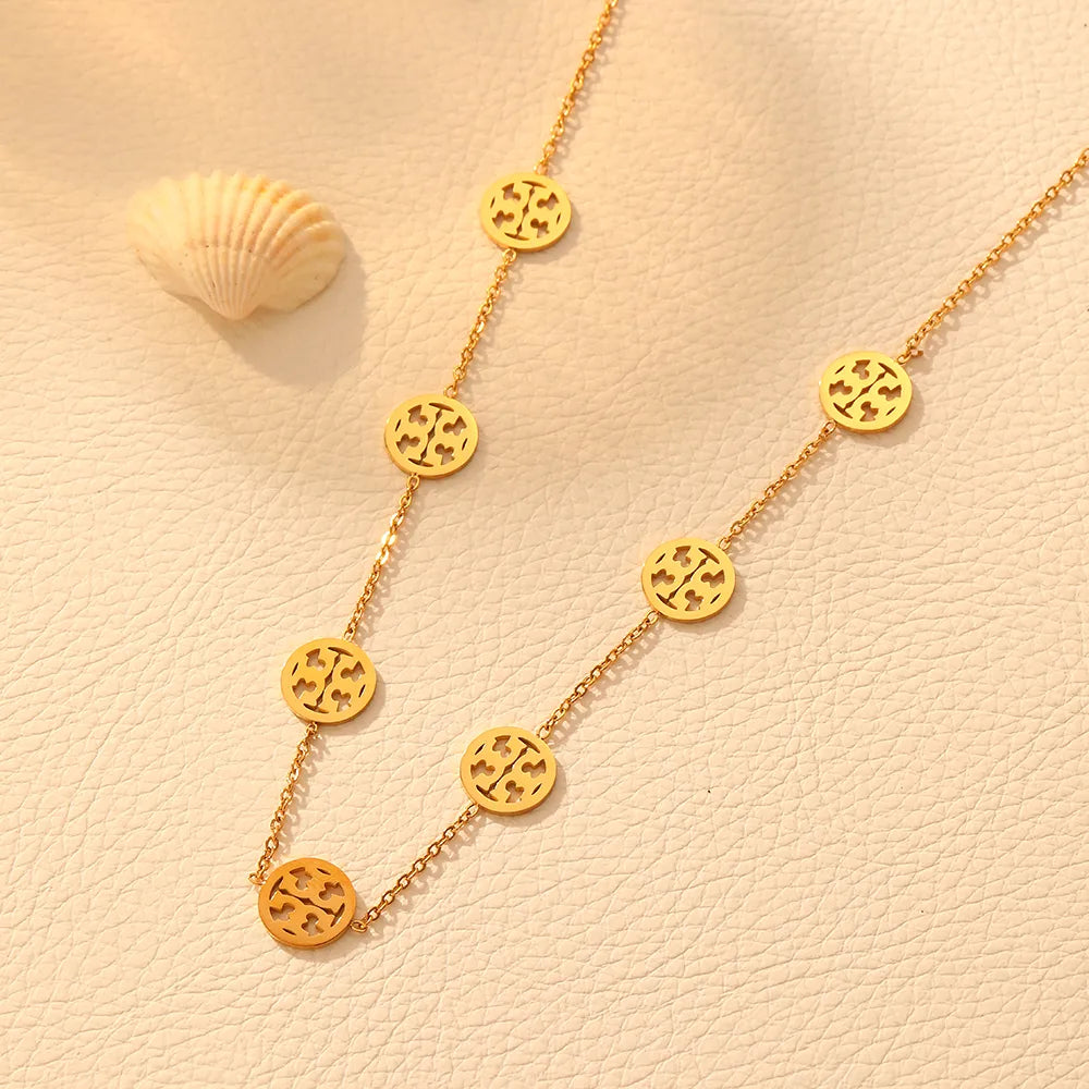 Tory Burch Titanium Steel 18K Gold Plated Plating Pendant Necklace