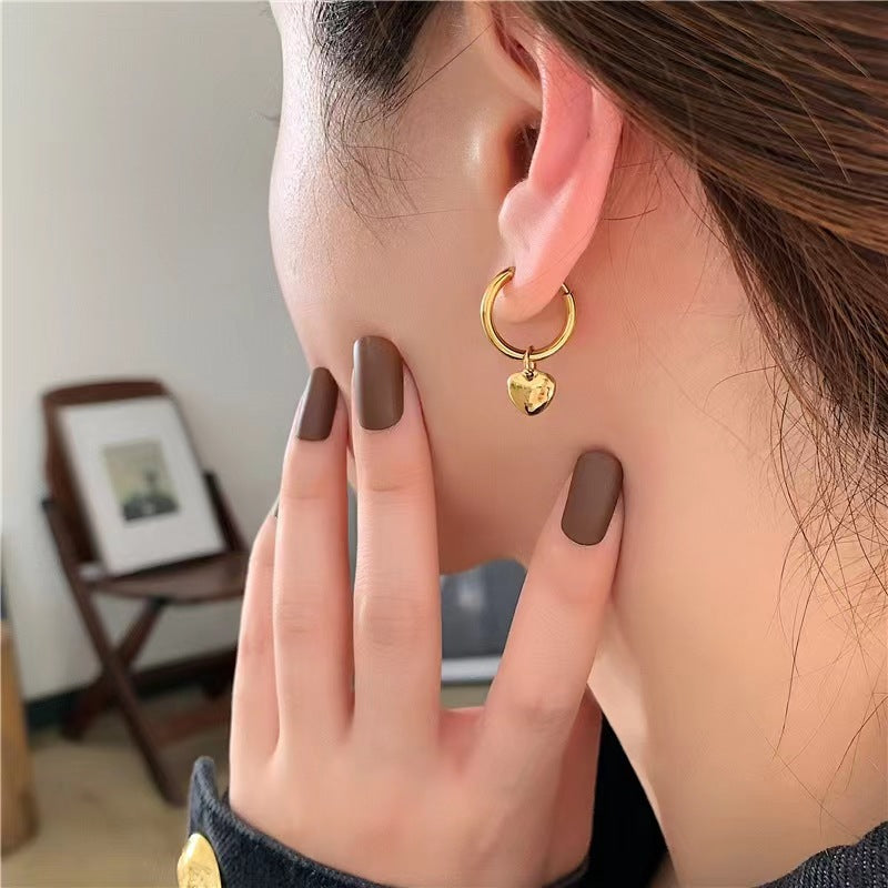 Heart Shape Plating 304 Stainless Steel 18K Gold Plated Earring