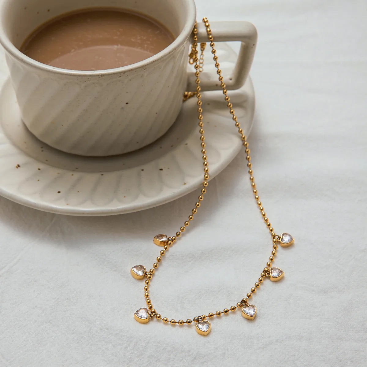 Cute Heart Shape 304 Stainless Steel 18K Gold Plated Necklace