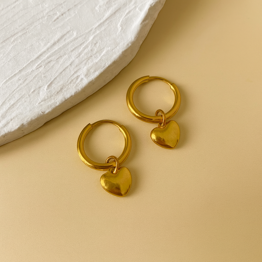 Heart Shape Plating 304 Stainless Steel 18K Gold Plated Earring