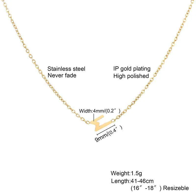 M Initial Titanium Steel Gold Plated Zircon Gold Plated Necklace