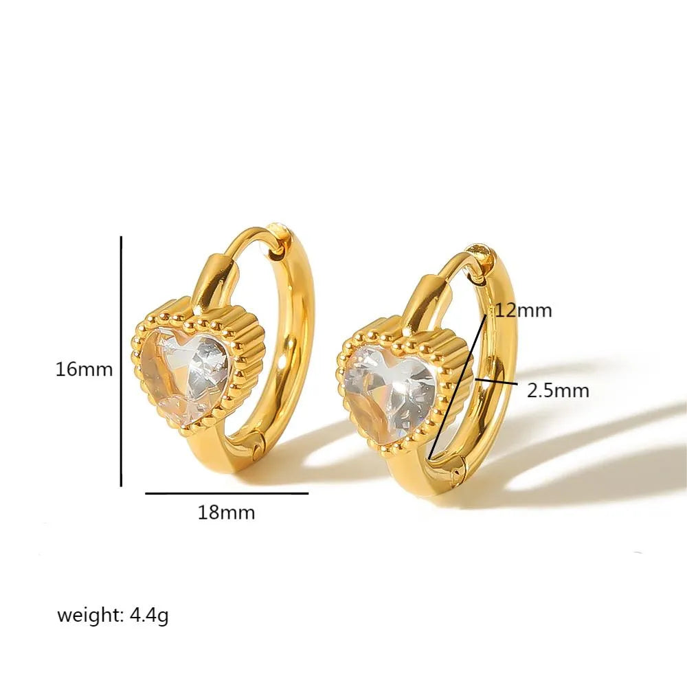 Simple Square Oval Heart Shape Polished Plated Stainless Steel 18-carat Gold Plated Cirum. Huggie earrings