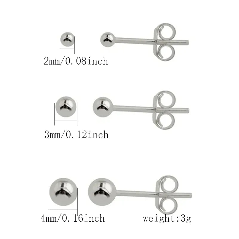 3 pairs cute simple style classic style solid color plating stainless steel silver ear studs