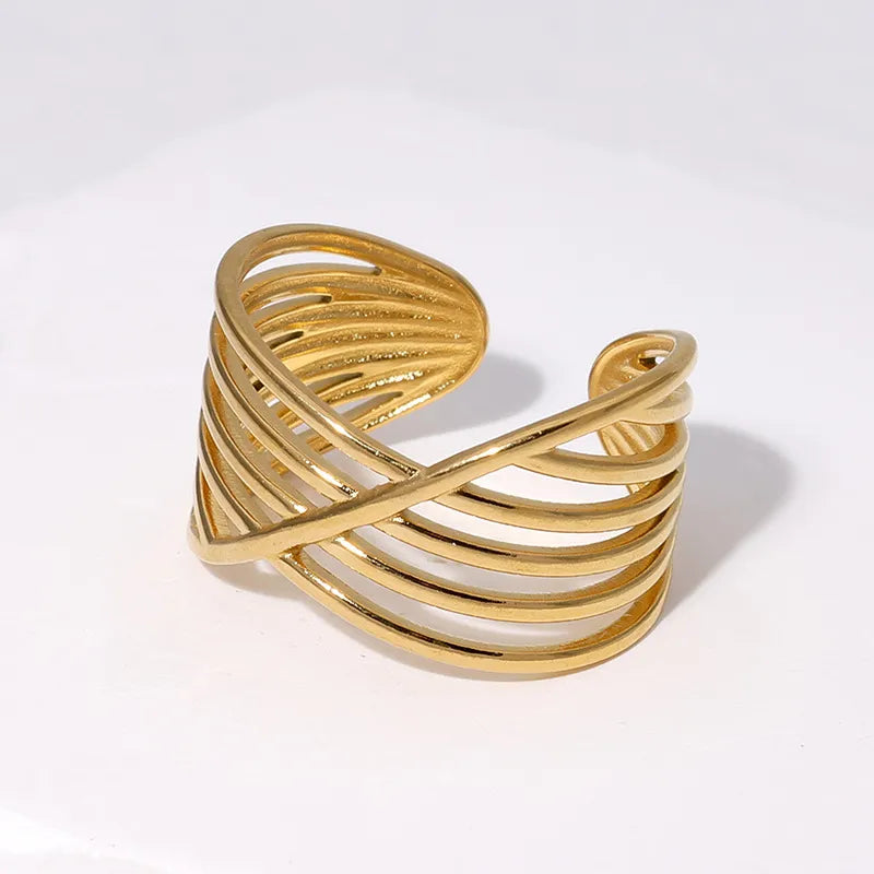 304 Stainless Steel 18K Gold Plated Basic Plating Geometric Open Rings