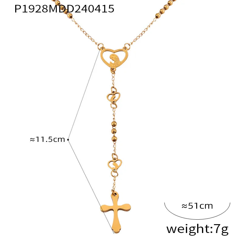 304 Stainless Steel 18K Gold Plated Long Religious Necklace