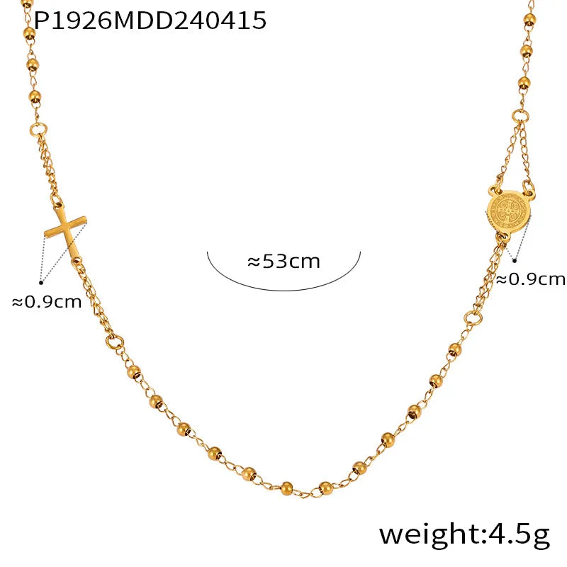 304 Stainless Steel 18K Gold Plated Long Religious Necklace