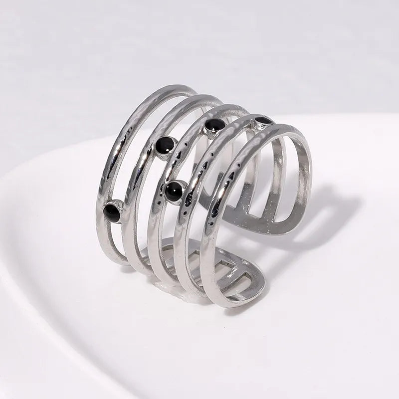 304 Stainless Steel 18K Gold Plated Elegant Retro Plating Geometric Shape Open Rings