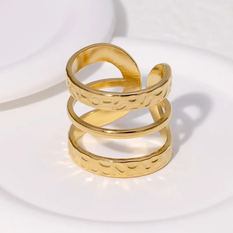 IG style simple style geometric stainless steel plating 18k gold plated open rings