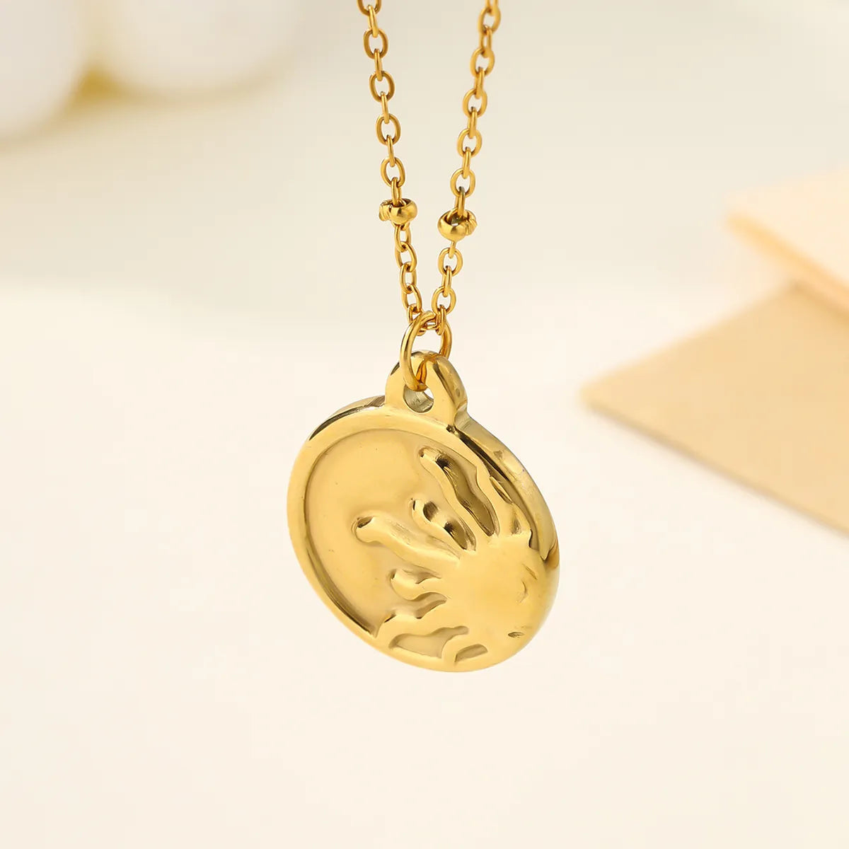 304 Stainless Steel 18K Gold Plated Plating Inlay Sun Flower Bow Knot Artificial Pearls Zircon Pendant Necklace