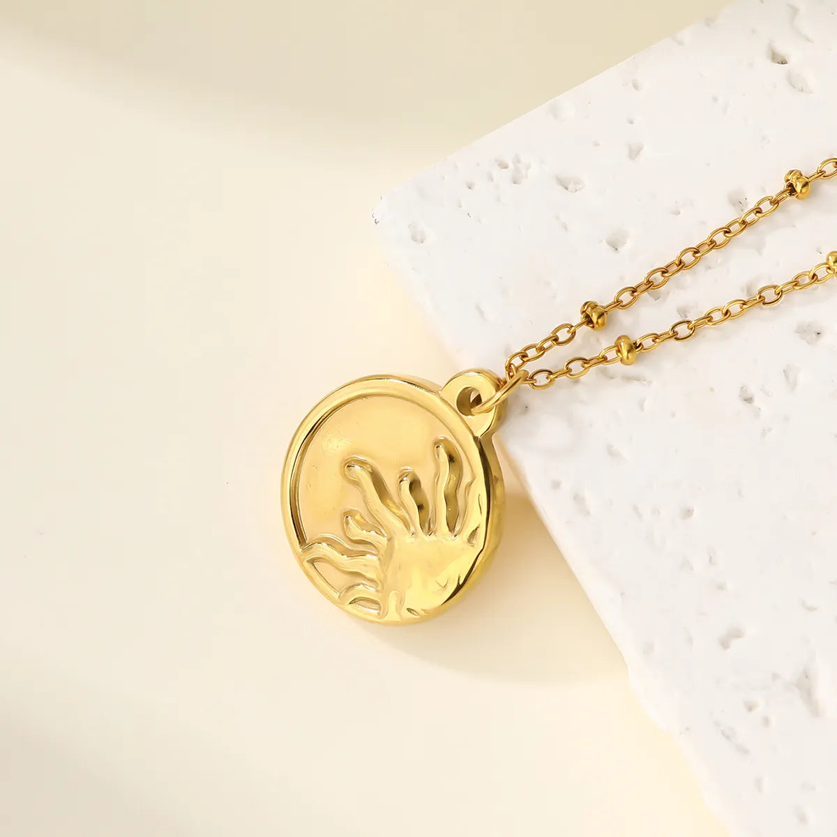 304 Stainless Steel 18K Gold Plated Plating Inlay Sun Flower Bow Knot Artificial Pearls Zircon Pendant Necklace