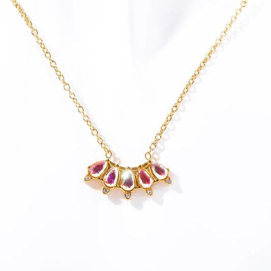 304 Stainless Steel 18K Gold Plated Simple Style Classic Style Plating Inlay Color Block Rhinestones Necklace