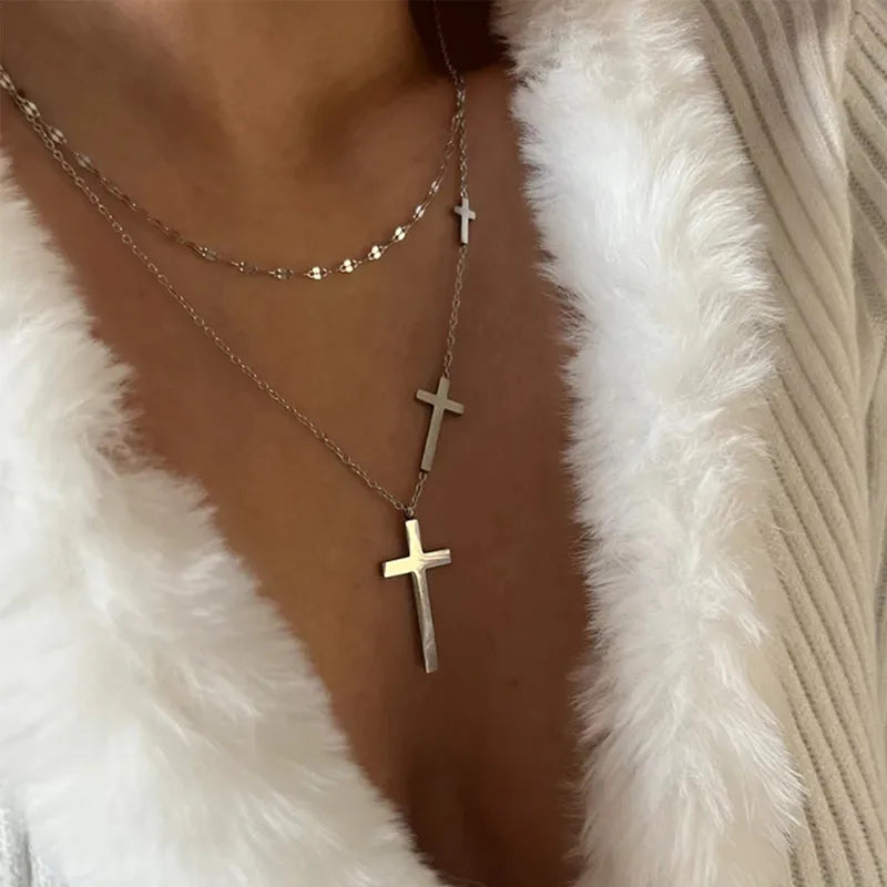 304 Stainless Steel 18K Gold Plated Simple Style Irregular Plating Cross