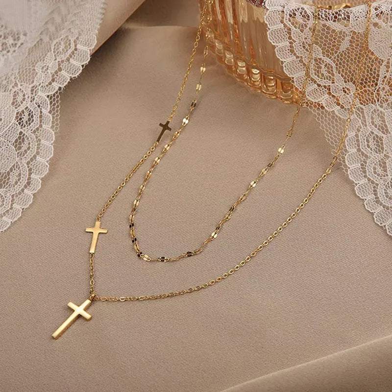 304 Stainless Steel 18K Gold Plated Simple Style Irregular Plating Cross
