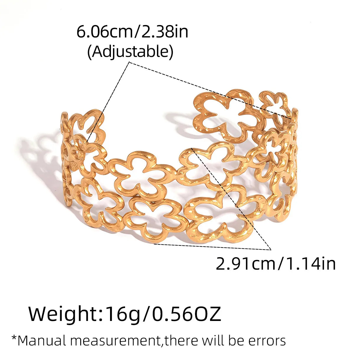 18K Gold Plated Women's Cute Retro Thick 304 Stainless Steel Bracelet