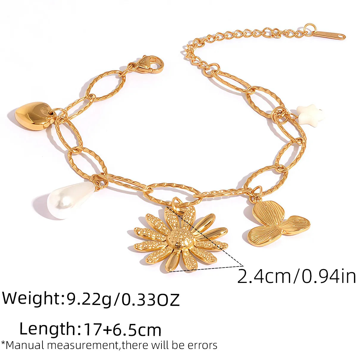 18K Gold Plated Women's Cute Retro Thick 304 Stainless Steel Bracelet