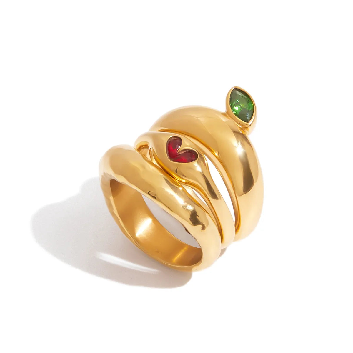 Apple Theme 304 Stainless Steel Gold Plated Casual Modern Ring