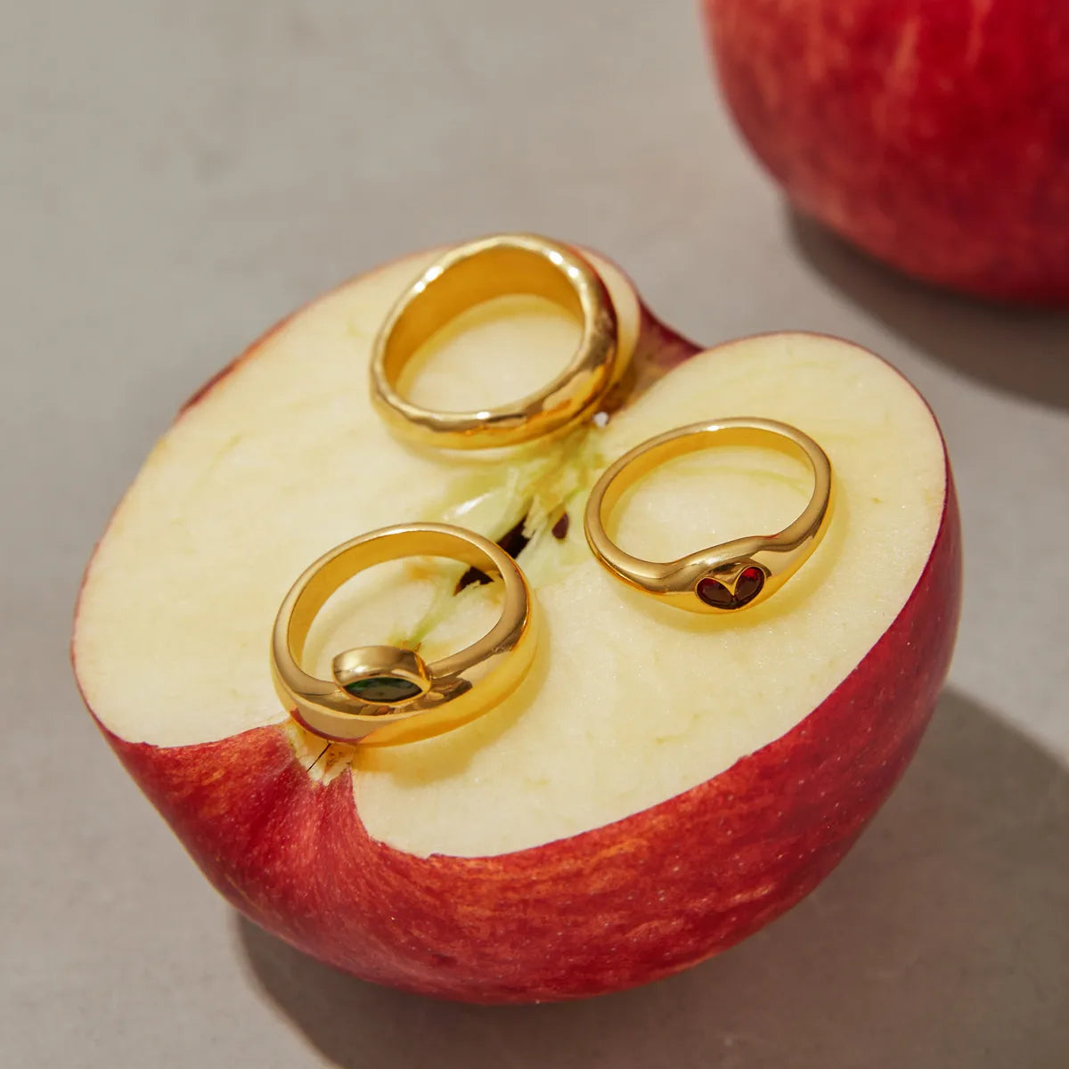 Apple Theme 304 Stainless Steel Gold Plated Casual Modern Ring