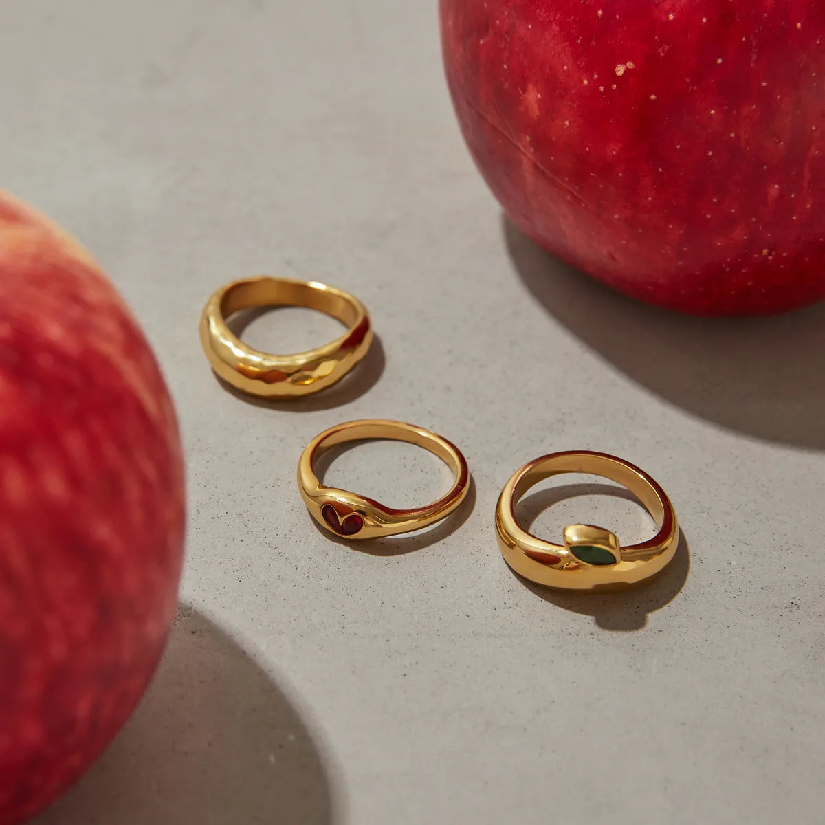 Apple Theme 304 Stainless Steel Gold Plated Casual Modern Ring
