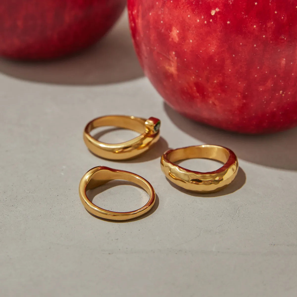 Apple Theme 304 Stainless Steel Gold Plated Casual Modern Ring