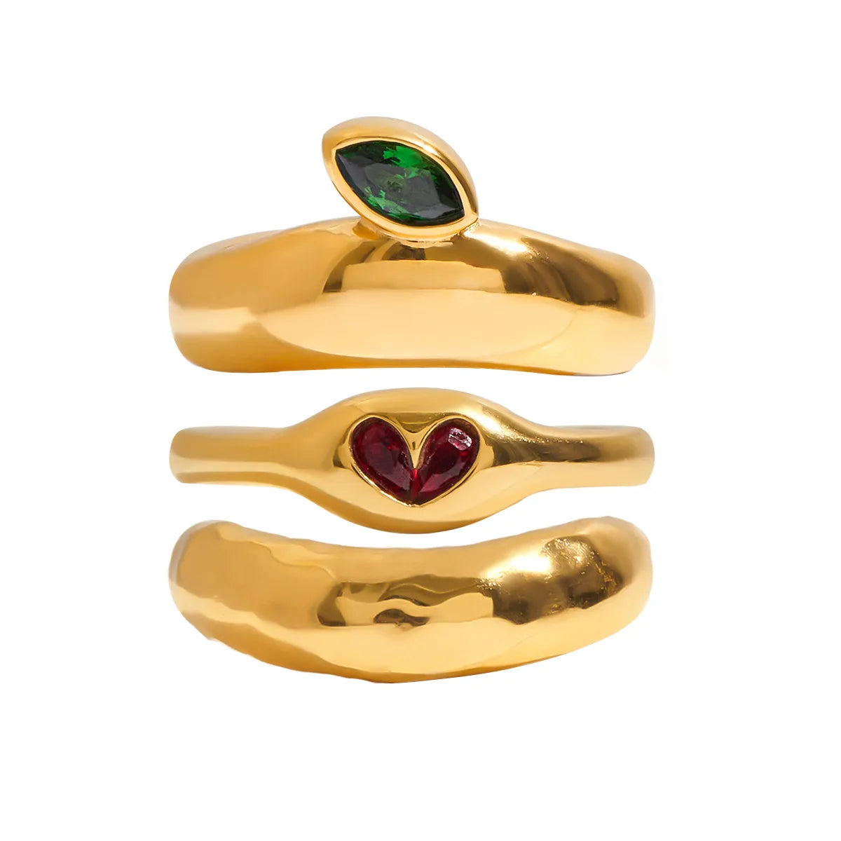 Apple Theme 304 Stainless Steel Gold Plated Casual Modern Ring