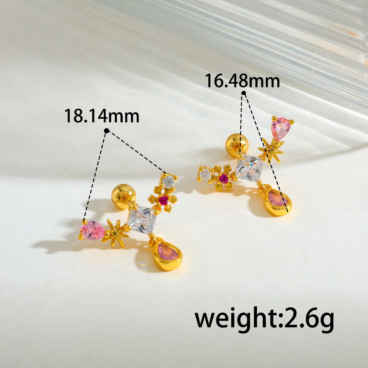 Water Drop 304 Stainless Steel Copper 18K Gold Plated Earring