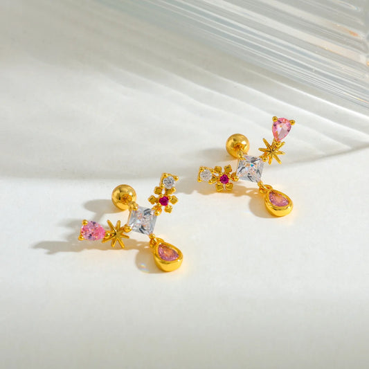 Water Drop 304 Stainless Steel Copper 18K Gold Plated Earring