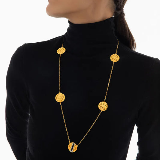 304 Stainless Steel Acrylic Rhinestones Shell Sweater Chain Long Necklace