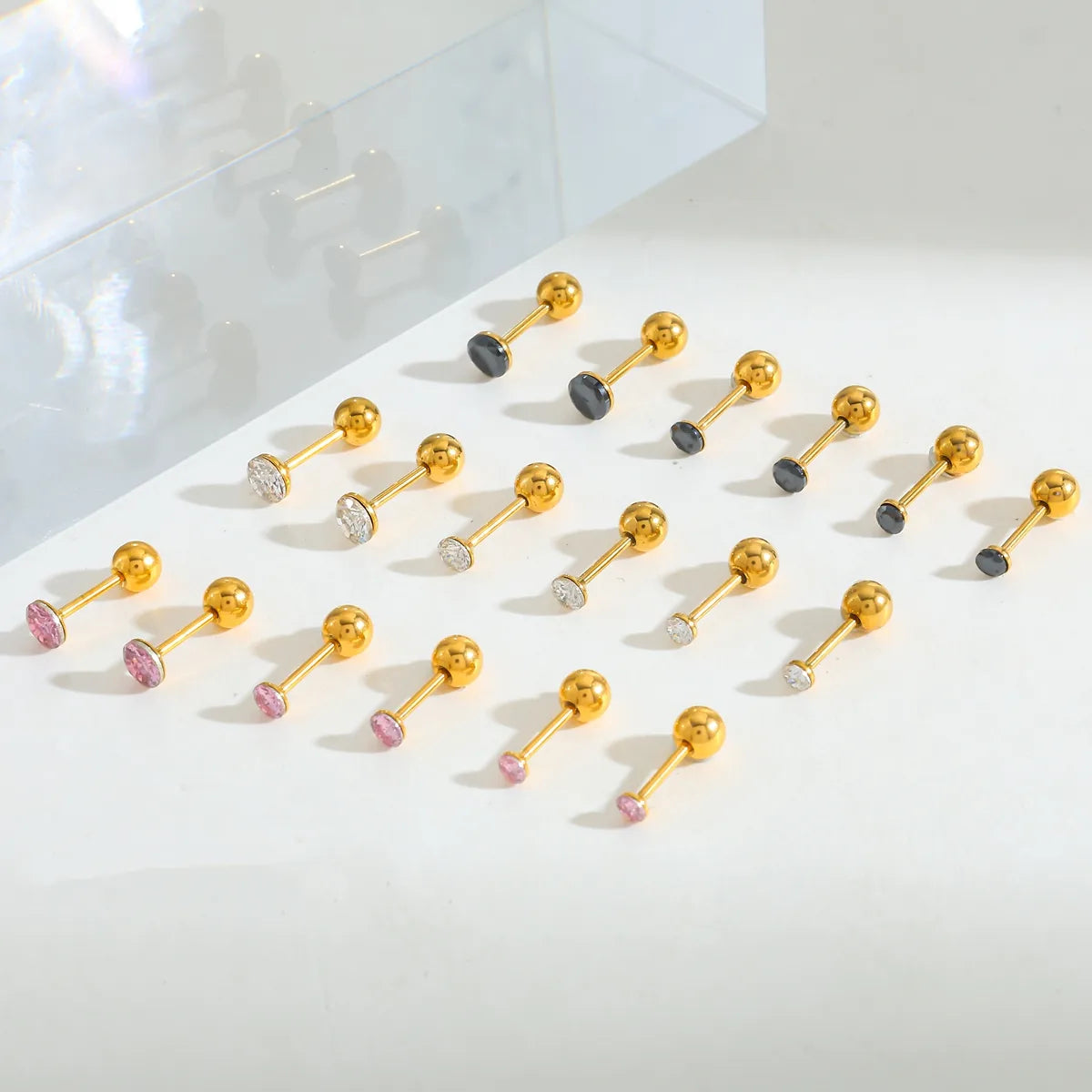 Cute Romantic 304 Stainless Steel Zircon Plated 18K Gold Plated Stud