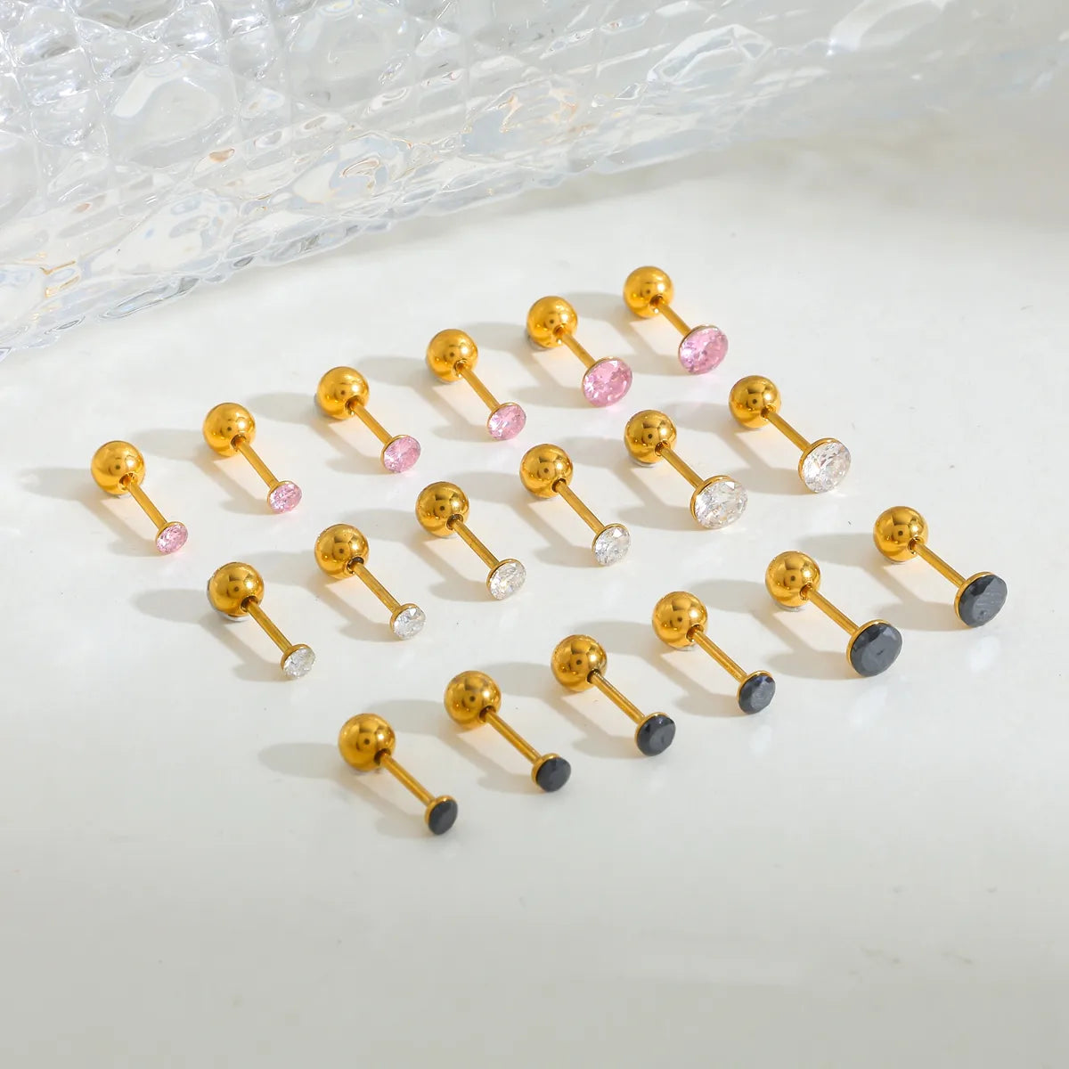 Cute Romantic 304 Stainless Steel Zircon Plated 18K Gold Plated Stud
