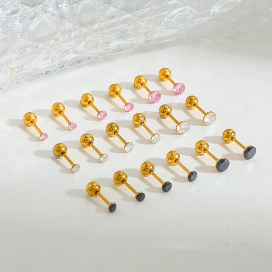 Cute Romantic 304 Stainless Steel Zircon Plated 18K Gold Plated Stud