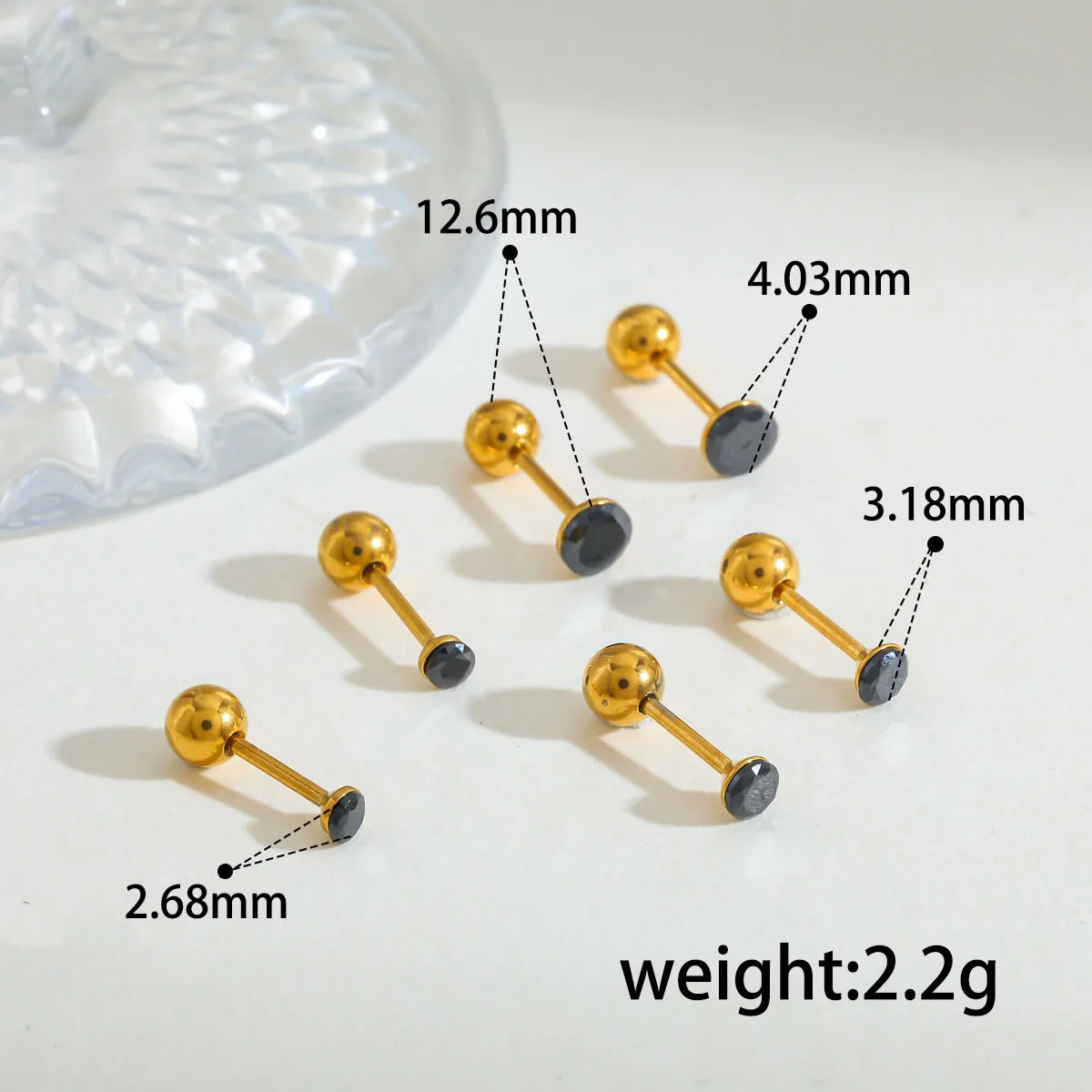 Cute Romantic 304 Stainless Steel Zircon Plated 18K Gold Plated Stud