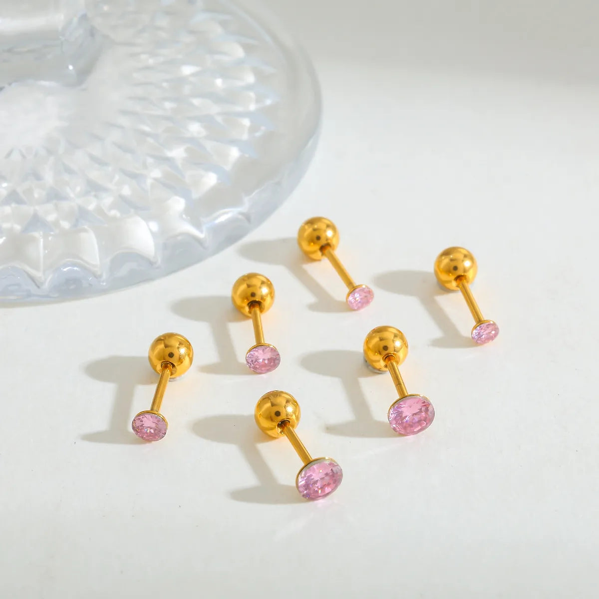 Cute Romantic 304 Stainless Steel Zircon Plated 18K Gold Plated Stud