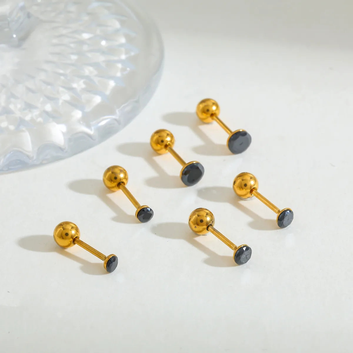 Cute Romantic 304 Stainless Steel Zircon Plated 18K Gold Plated Stud