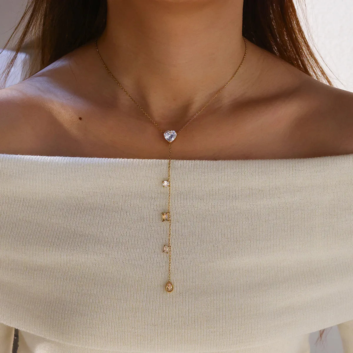 Luxury 18K Gold Plated 304 Stainless Steel Zircon Necklace