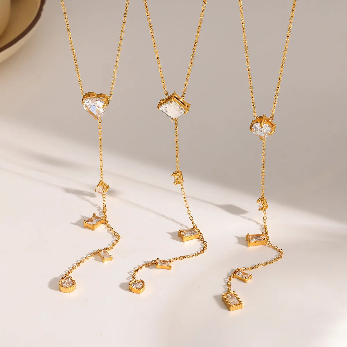 Luxury 18K Gold Plated 304 Stainless Steel Zircon Necklace