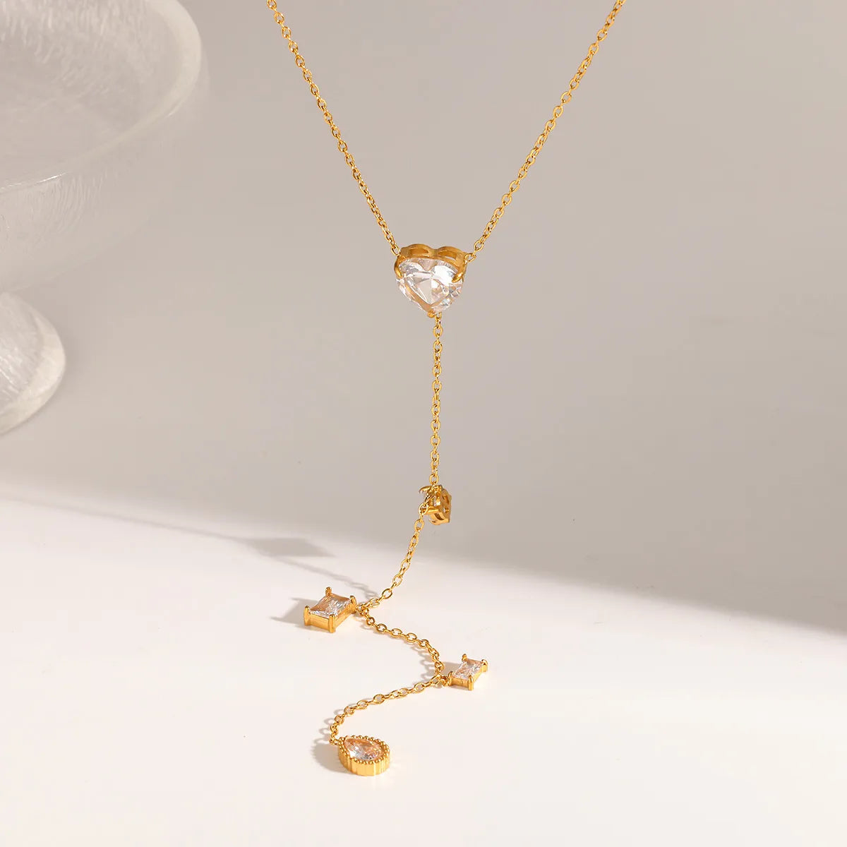 Luxury 18K Gold Plated 304 Stainless Steel Zircon Necklace