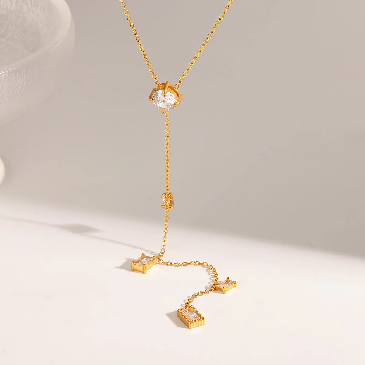 Luxury 18K Gold Plated 304 Stainless Steel Zircon Necklace