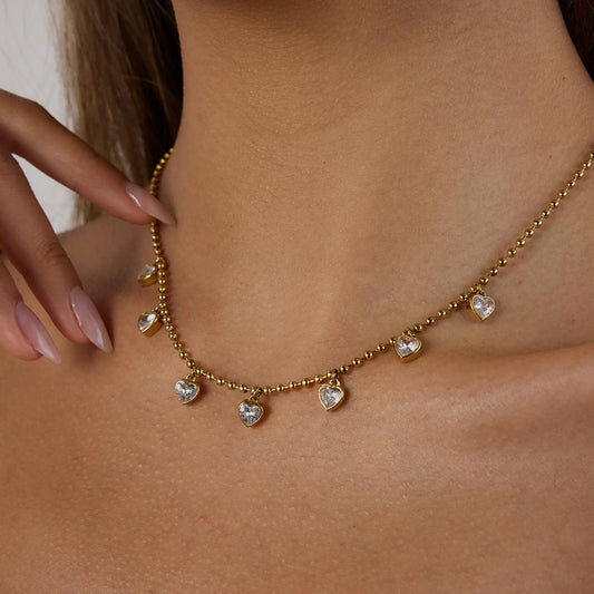 Cute Heart Shape 304 Stainless Steel 18K Gold Plated Necklace