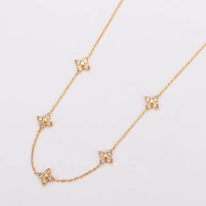 Clover Flower 18K Gold Plated 304 Stainless Steel Necklace