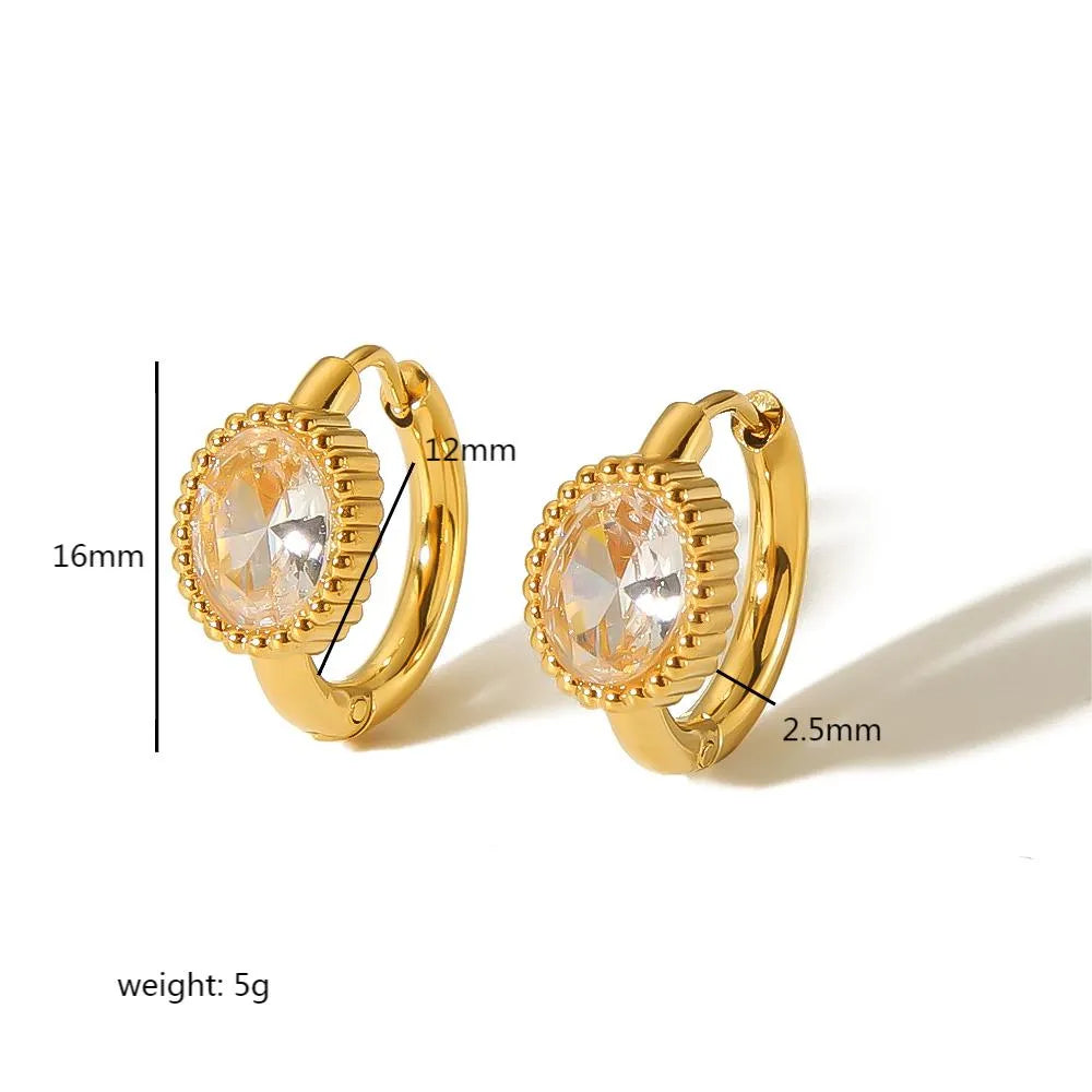 Simple Square Oval Heart Shape Polished Plated Stainless Steel 18-carat Gold Plated Cirum. Huggie earrings