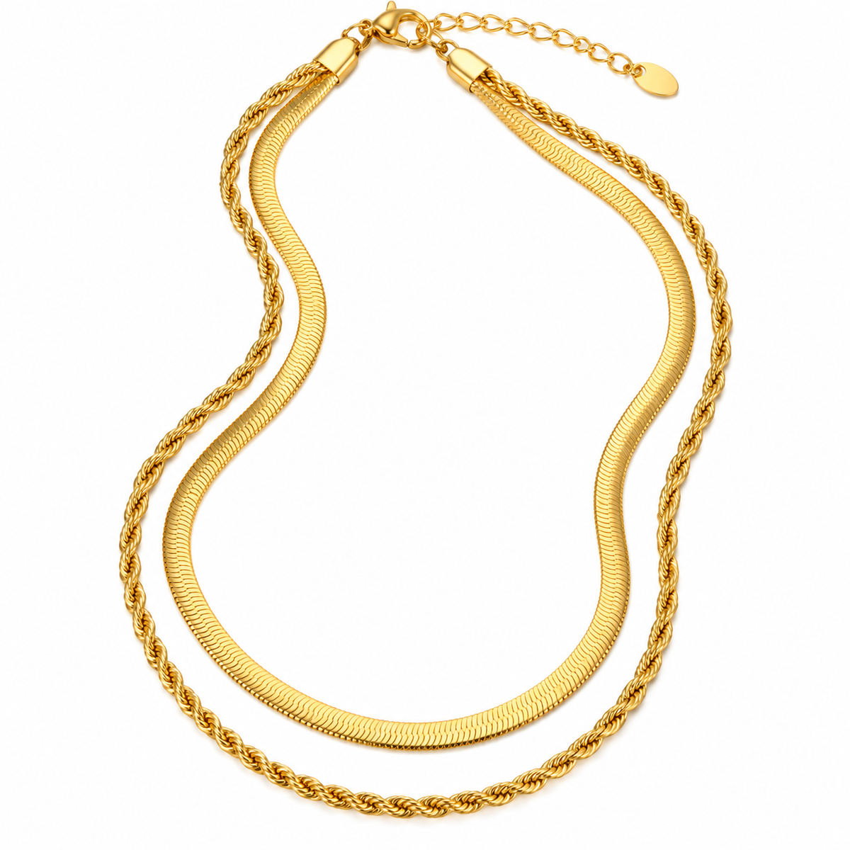 Rope Snake 18K Gold Plated 304 Stainless Steel Layered Necklace