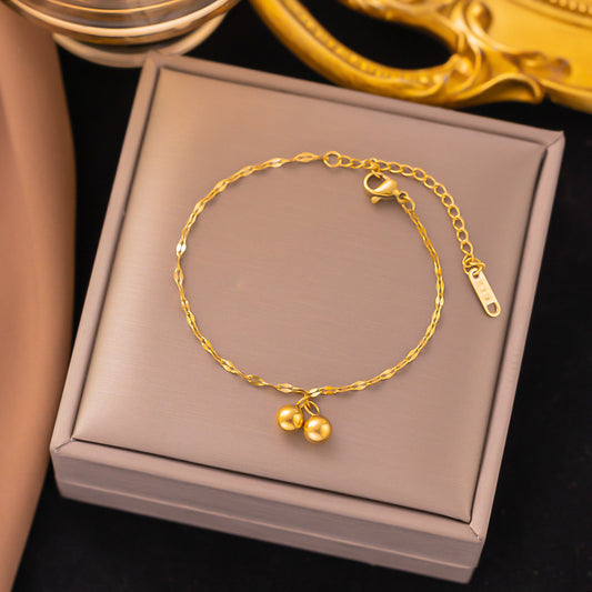 304 Stainless Steel 18K Gold Plated Simple Style Plating Bell Bracelets Anklet